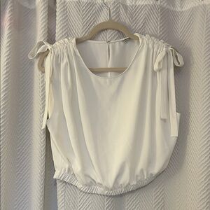 Amanda Uprichard White Blouse with Tie Shoulders